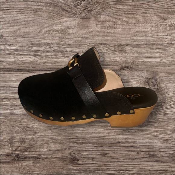 Coach Finlay Suede Clog — Black Suede / Wood Platform / Women’s US 6B - Picture 2 of 6
